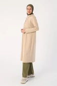 Bej01-Bağlama Detaylı Kapüşonlu Uzun Tunik thumbnail 3