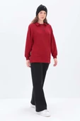 Kırmızı-Yanları Fermuarlı Yakalı Sweat Tunik thumbnail 3