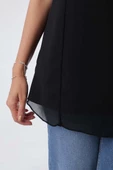 Siyah-Pamuklu Çift Taraflı Sıfır Kollu Şifon İçlik Bluz thumbnail 5