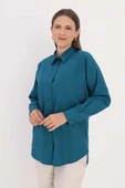 Açık Petrol-Oversize Basic Gömlek thumbnail 1