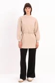 Bej-Pamuklu Kuşaklı Sweat Tunik thumbnail 2