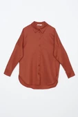 Soft Kiremit-Oversize Basic Gömlek - 6