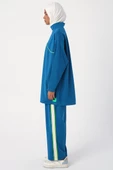 Petrol-Neon Detaylı Likralı Oversize Sweat - 3