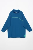 Petrol-Neon Detaylı Likralı Oversize Sweat - 7