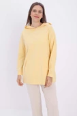 Açık Sarı-Kapüşonlu Sweat Tunik - 1