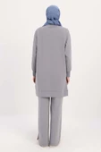 Gri-SÜS FERMUARLI SWEAT TUNİK - 4