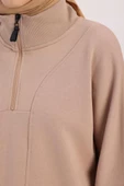 Bej-DİK YAKALI FERMUARLI SWEAT TUNİK thumbnail 5