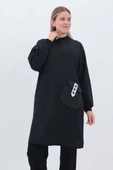 Siyah-Aksesuar Cepli Sweat Tunik thumbnail 1