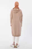 Bej-Kuşgözlü Kapüşonlu Cepli Sweat Tunik thumbnail 4
