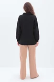 Siyah-Yanları Fermuarlı Yakalı Sweat Tunik thumbnail 4