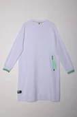 Beyaz-Pamuklu Neon Fermaur Detaylı Sweat Tunik - 5