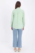 Su Yeşili-Pamuklu Gizli Patlı Gömlek thumbnail 4