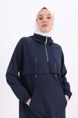İndigo-Ön Roba Dubleli Sweat Tunik - 1