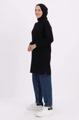 Siyah-FERMUAR CEPLİ YIRTMAÇLI SWEAT TUNİK thumbnail 3