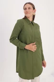 Haki-Gizli Patlı Gömlek Tunik - 1