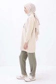 Ekru-APLİKE NAKIŞLI SWEAT TUNİK thumbnail 3