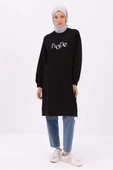 Siyah-YANDAN GARNİ YIRTMAÇLI SWEAT TUNİK thumbnail 2