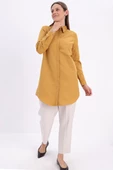 Koyu Sarı-Gizli Patlı Gömlek Tunik - 1