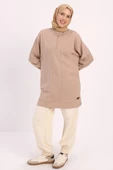 Bej-DİK YAKALI FERMUARLI SWEAT TUNİK thumbnail 1