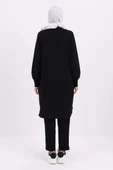 Siyah-NAKIŞLI PİLİKAŞELİ SWEAT TUNİK - 4