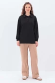 Siyah-Yanları Fermuarlı Yakalı Sweat Tunik thumbnail 2