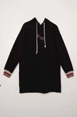 Siyah-NAKIŞLI MANŞETİ RİBANALI SWEAT TUNİK thumbnail 6