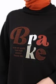 Siyah-APLİKE NAKIŞLI SWEAT TUNİK thumbnail 5