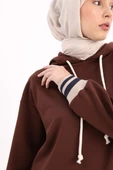 Acı Kahve-NAKIŞLI MANŞETİ RİBANALI SWEAT TUNİK - 5