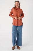 Soft Kiremit-Oversize Basic Gömlek - 4