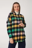 Yeşil-Lacivert-Oversize Oduncu Gömlek - 1