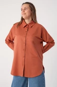 Soft Kiremit-Oversize Basic Gömlek - 2