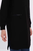 Siyah-FERMUAR CEPLİ YIRTMAÇLI SWEAT TUNİK thumbnail 4