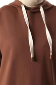 Kahve-Kuşgözlü Kapüşonlu Cepli Sweat Tunik thumbnail 5