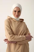 Camel-Kapüşonlu Sweat Tunik thumbnail 1