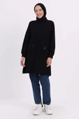 Siyah-FERMUAR CEPLİ YIRTMAÇLI SWEAT TUNİK thumbnail 2