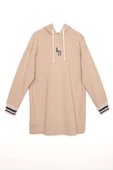 Bej-NAKIŞLI MANŞETİ RİBANALI SWEAT TUNİK - 6