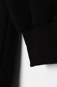 Siyah-Oversize Ekose Aplike Nakışlı Sweatshirt - 6