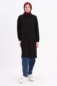 Siyah-NAKIŞLI PİLİKAŞELİ SWEAT TUNİK - 2
