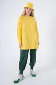 Sarı-Pamuklu Reglan Kol Manşetli Yanları Yırtmaçlı Sweat Tunik thumbnail 1