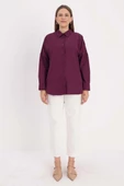 Mürdüm01-Oversize Basic Gömlek - 2
