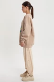 Bej01-Baloncuk Baskılı Oversize Sweatshirt - 3