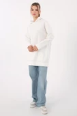 Beyaz-Kapüşonlu Kanguru Cepli Likralı Sweat thumbnail 5