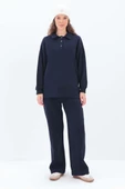 Lacivert-Yanları Fermuarlı Yakalı Sweat Tunik thumbnail 2