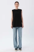 Siyah-Pamuklu Çift Taraflı Sıfır Kollu Şifon İçlik Bluz thumbnail 4