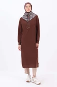Acı Kahve-Tüvit Garnili Sweat Tunik - 2