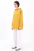 Sarı-Kapüşonlu Kanguru Cepli Likralı Sweat thumbnail 3