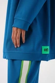 Petrol-Neon Detaylı Likralı Oversize Sweat - 6