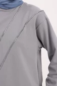 Gri-SÜS FERMUARLI SWEAT TUNİK - 5