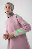 Soft Lila-Neon Şerit Detaylı Sweat Tunik - 5