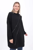Siyah-SÜS FERMUARLI SWEAT TUNİK - 1